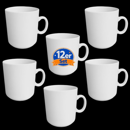 12x kaffeebecher 300ml weiß - 12x,