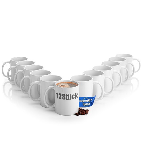 12x kaffeetassen weiß - 12x, 300ml